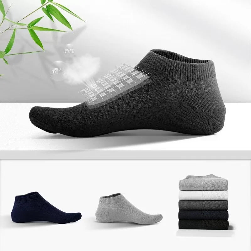 Mens Bamboo Fiber Ankle Socks - Breathable Short Socks for All Seasons 510 Pairs - ZOOMNSTORE