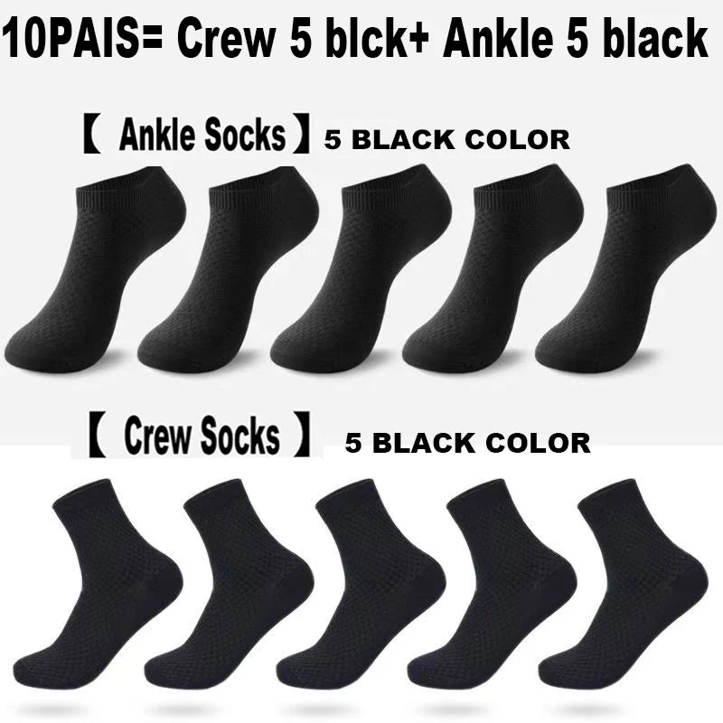 Mens Bamboo Fiber Ankle Socks - Breathable Short Socks for All Seasons 510 Pairs - ZOOMNSTORE