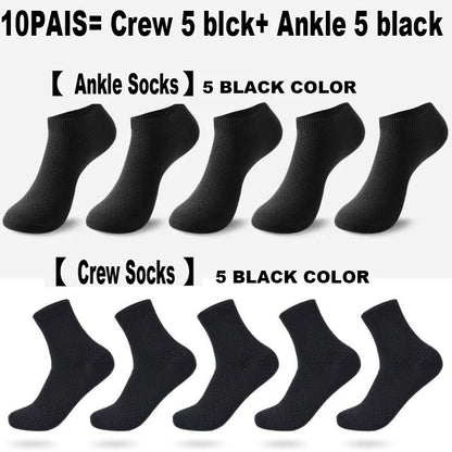 Mens Bamboo Fiber Ankle Socks - Breathable Short Socks for All Seasons 510 Pairs - ZOOMNSTORE
