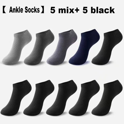 Mens Bamboo Fiber Ankle Socks - Breathable Short Socks for All Seasons 510 Pairs - ZOOMNSTORE