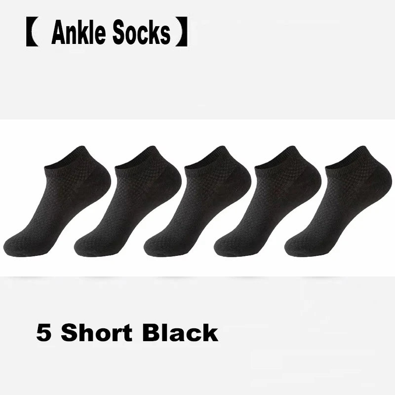 Mens Bamboo Fiber Ankle Socks - Breathable Short Socks for All Seasons 510 Pairs - ZOOMNSTORE
