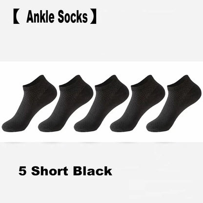 Mens Bamboo Fiber Ankle Socks - Breathable Short Socks for All Seasons 510 Pairs - ZOOMNSTORE