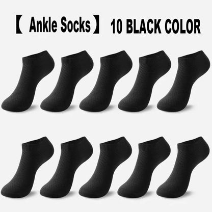 Mens Bamboo Fiber Ankle Socks - Breathable Short Socks for All Seasons 510 Pairs - ZOOMNSTORE