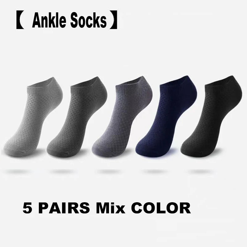 Mens Bamboo Fiber Ankle Socks - Breathable Short Socks for All Seasons 510 Pairs - ZOOMNSTORE