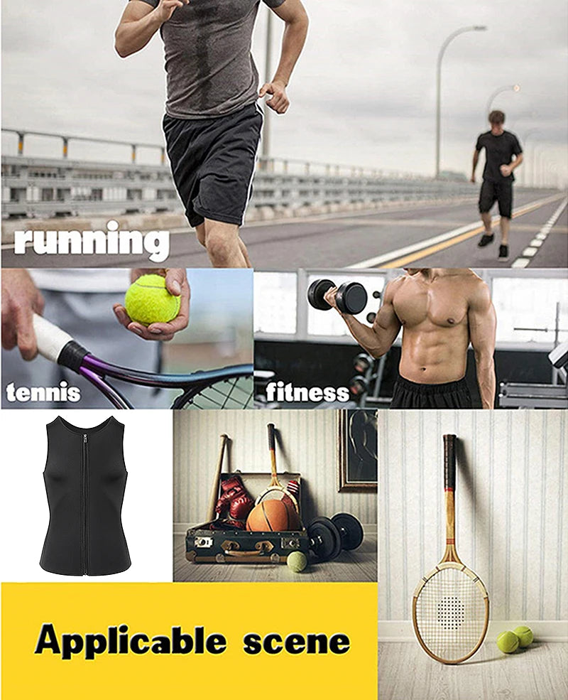 Men Body Shaper Vest – Waist Trainer Shirt | Slimming Compression Undershirt Sauna Sweat Vest - ZOOMNSTORE