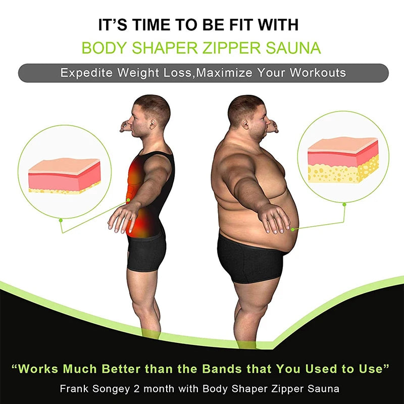 Men Body Shaper Vest – Waist Trainer Shirt | Slimming Compression Undershirt Sauna Sweat Vest - ZOOMNSTORE