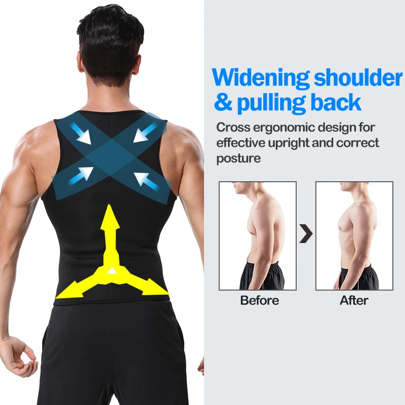 Men Body Shaper Vest – Waist Trainer Shirt | Slimming Compression Undershirt Sauna Sweat Vest - ZOOMNSTORE