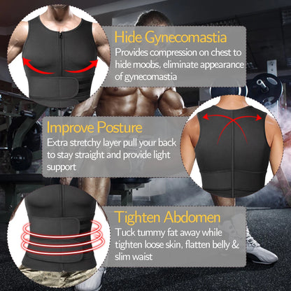 Men Body Shaper Waist Trainer Vest – Sauna Sweat Slimming Underwear Shirt - ZOOMNSTORE
