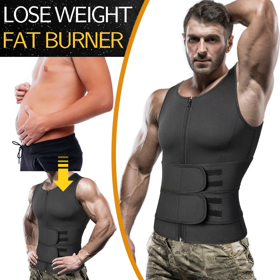 Men Body Shaper Waist Trainer Vest – Sauna Sweat Slimming Underwear Shirt - ZOOMNSTORE