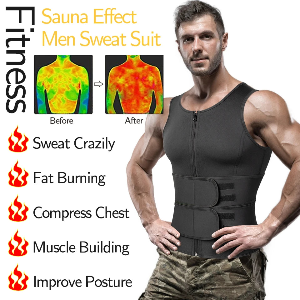 Men Body Shaper Waist Trainer Vest – Sauna Sweat Slimming Underwear Shirt - ZOOMNSTORE