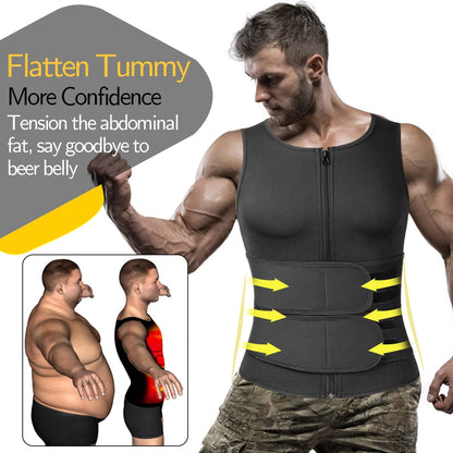 Men Body Shaper Waist Trainer Vest – Sauna Sweat Slimming Underwear Shirt - ZOOMNSTORE