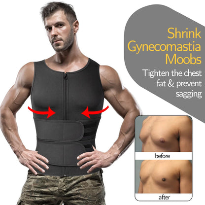 Men Body Shaper Waist Trainer Vest – Sauna Sweat Slimming Underwear Shirt - ZOOMNSTORE