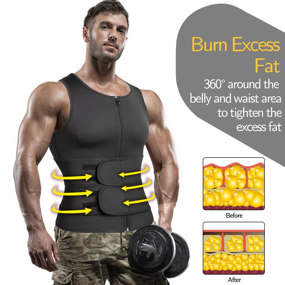 Men Body Shaper Waist Trainer Vest – Sauna Sweat Slimming Underwear Shirt - ZOOMNSTORE