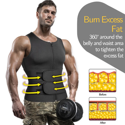 Men Body Shaper Waist Trainer Vest – Sauna Sweat Slimming Underwear Shirt - ZOOMNSTORE