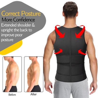 Men Body Shaper Waist Trainer Vest – Sauna Sweat Slimming Underwear Shirt - ZOOMNSTORE
