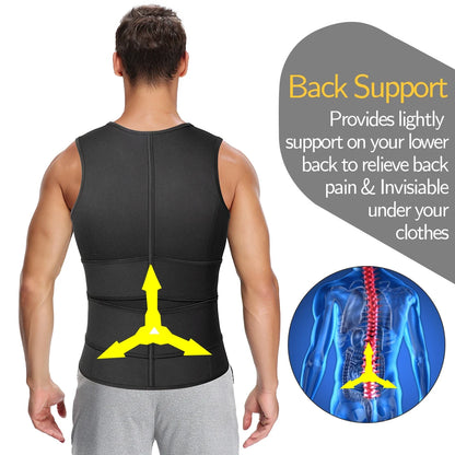 Men Body Shaper Waist Trainer Vest – Sauna Sweat Slimming Underwear Shirt - ZOOMNSTORE