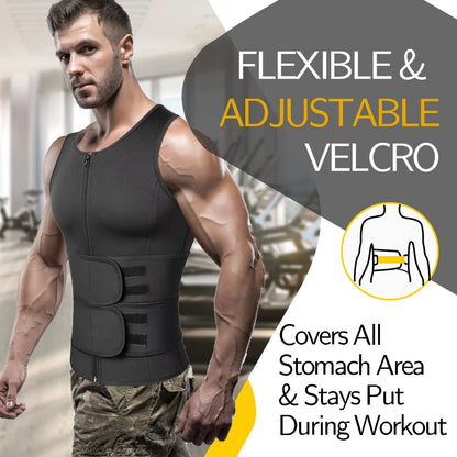 Men Body Shaper Waist Trainer Vest – Sauna Sweat Slimming Underwear Shirt - ZOOMNSTORE