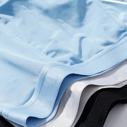 Mens Ice Silk Boxer Shorts 3-Pack - Breathable Ultrathin Underwear in Black Blue Light Gray - ZOOMNSTORE