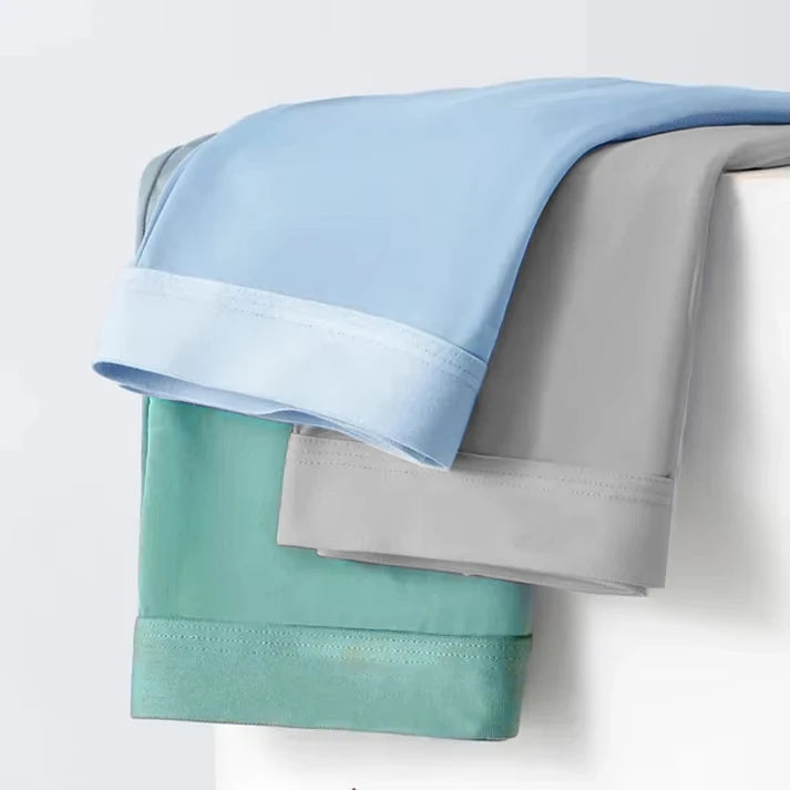 Mens Ice Silk Boxer Shorts 3-Pack - Breathable Ultrathin Underwear in Black Blue Light Gray - ZOOMNSTORE