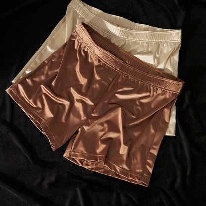 Men Breathable Boxer Shorts - Seamless Ice Silk Underwear, Smooth Satin Boxers - ZOOMNSTORE