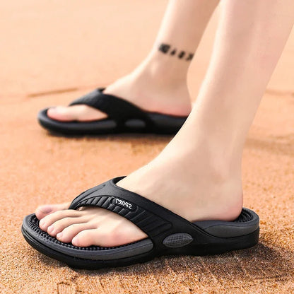 Mens Breathable Massage Flip Flops - Summer Beach Sandals Luxury Big Size Slippers - ZOOMNSTORE