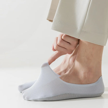 Men Breathable Socks - Summer Mesh Knit Thin Cotton Non Slip Invisible Socks - ZOOMNSTORE