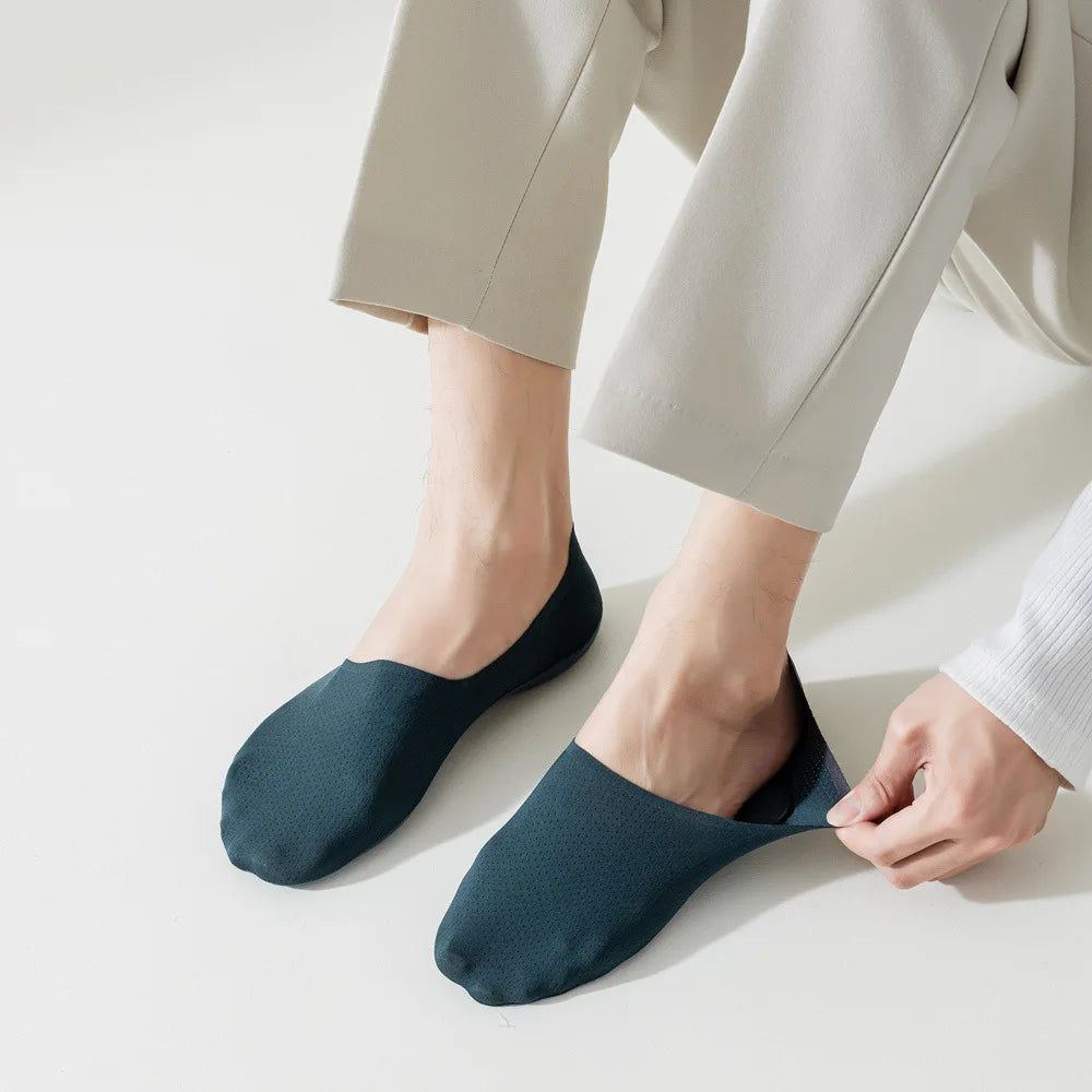 Men Breathable Socks - Summer Mesh Knit Thin Cotton Non Slip Invisible Socks - ZOOMNSTORE