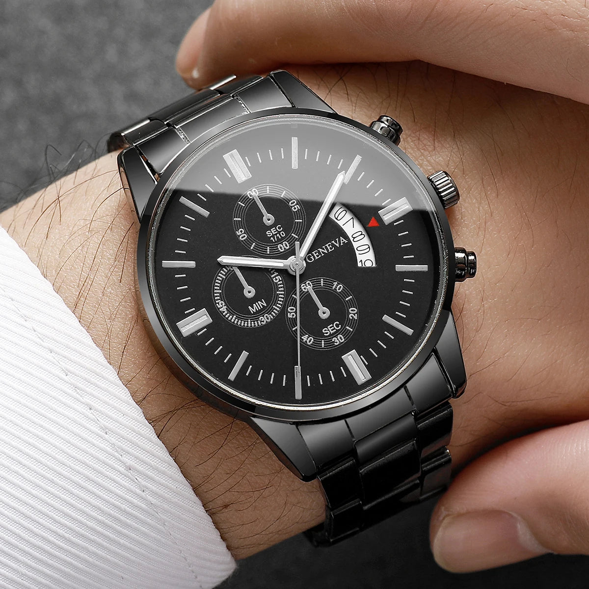 Men Business Watch - Luxury Quartz Calendar Wristwatch With Alloy Band & Folding Clasp - ZOOMNSTORE