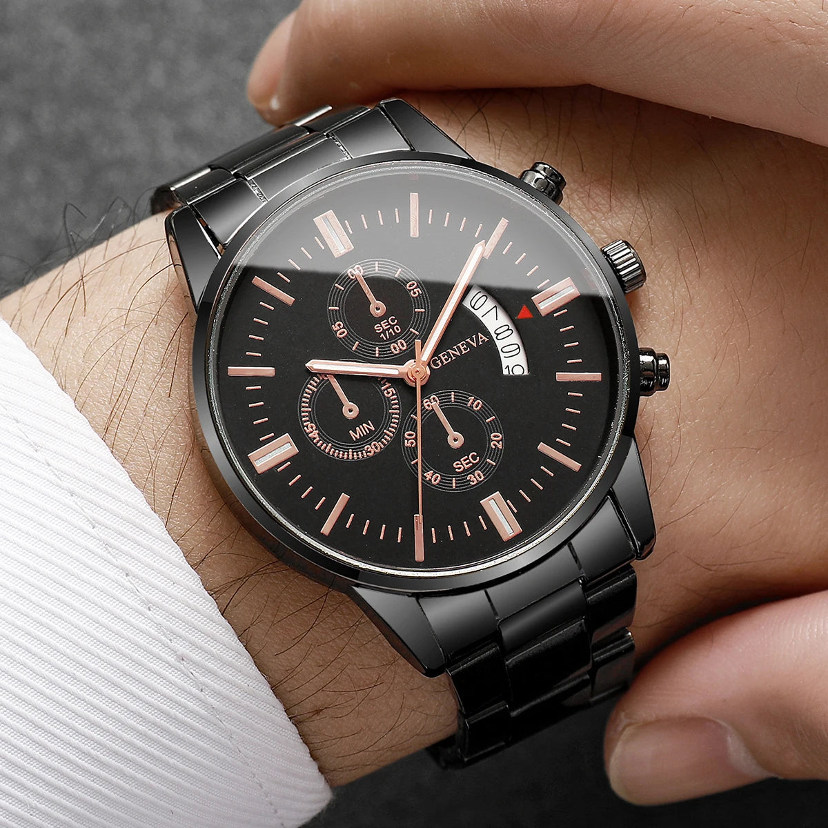 Men Business Watch - Luxury Quartz Calendar Wristwatch With Alloy Band & Folding Clasp - ZOOMNSTORE