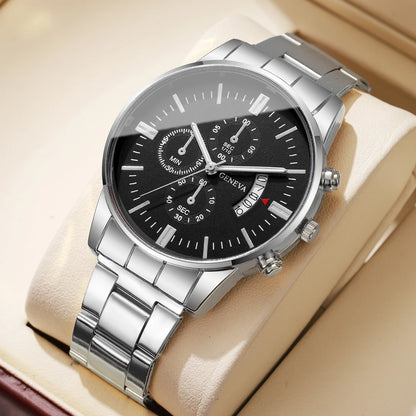 Men Business Watch - Luxury Quartz Calendar Wristwatch With Alloy Band & Folding Clasp - ZOOMNSTORE