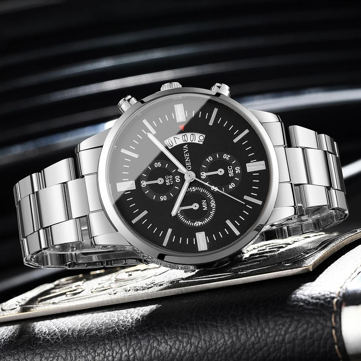 Men Business Watch - Luxury Quartz Calendar Wristwatch With Alloy Band & Folding Clasp - ZOOMNSTORE