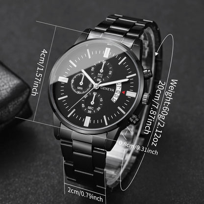 Men Business Watch - Luxury Quartz Calendar Wristwatch With Alloy Band & Folding Clasp - ZOOMNSTORE