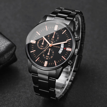 Men Business Watch - Luxury Quartz Calendar Wristwatch With Alloy Band & Folding Clasp - ZOOMNSTORE