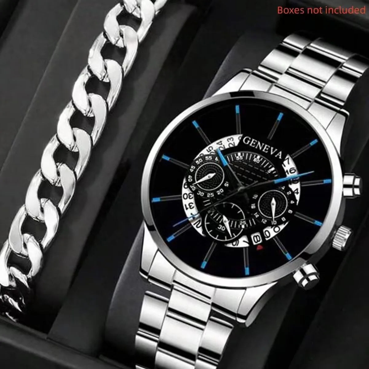 Men Business Watch – Luxury Stainless Steel Big Dial Quartz Wristwatch With Auto Date - ZOOMNSTORE