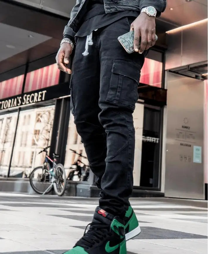 Men Cargo Jeans - Mid Waist Denim Pants With Multi Pockets | Casual Plus Size - ZOOMNSTORE