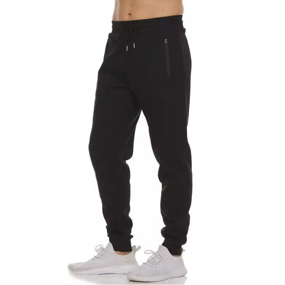 Mens Cargo Sweatpants - Solid Color Streetwear Trousers with Drawstring and Zipper Pockets - ZOOMNSTORE