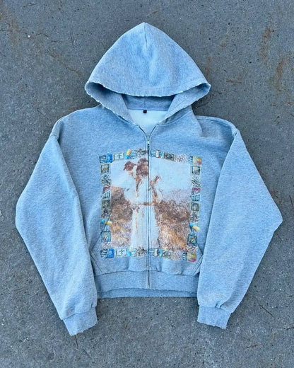 Hip-hop retro spring and autumn men casual hoodie personalized pattern printing Harajuku street men and women sweatshirts - ZOOMNSTORE