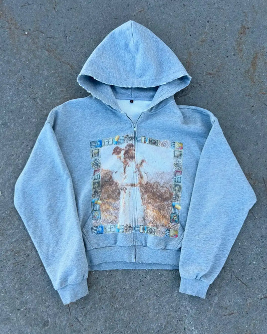 Hip-hop retro spring and autumn men casual hoodie personalized pattern printing Harajuku street men and women sweatshirts - ZOOMNSTORE