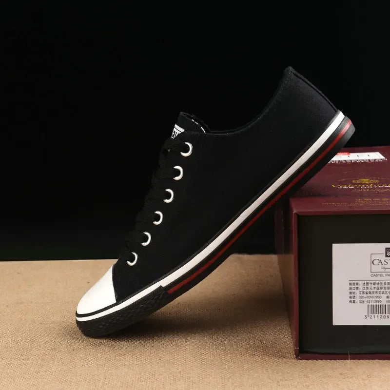 Men Casual Shoes | Spring Summer Breathable Canvas Sneakers - Black White Round Toe Footwear - ZOOMNSTORE