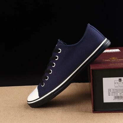 Men Casual Shoes | Spring Summer Breathable Canvas Sneakers - Black White Round Toe Footwear - ZOOMNSTORE