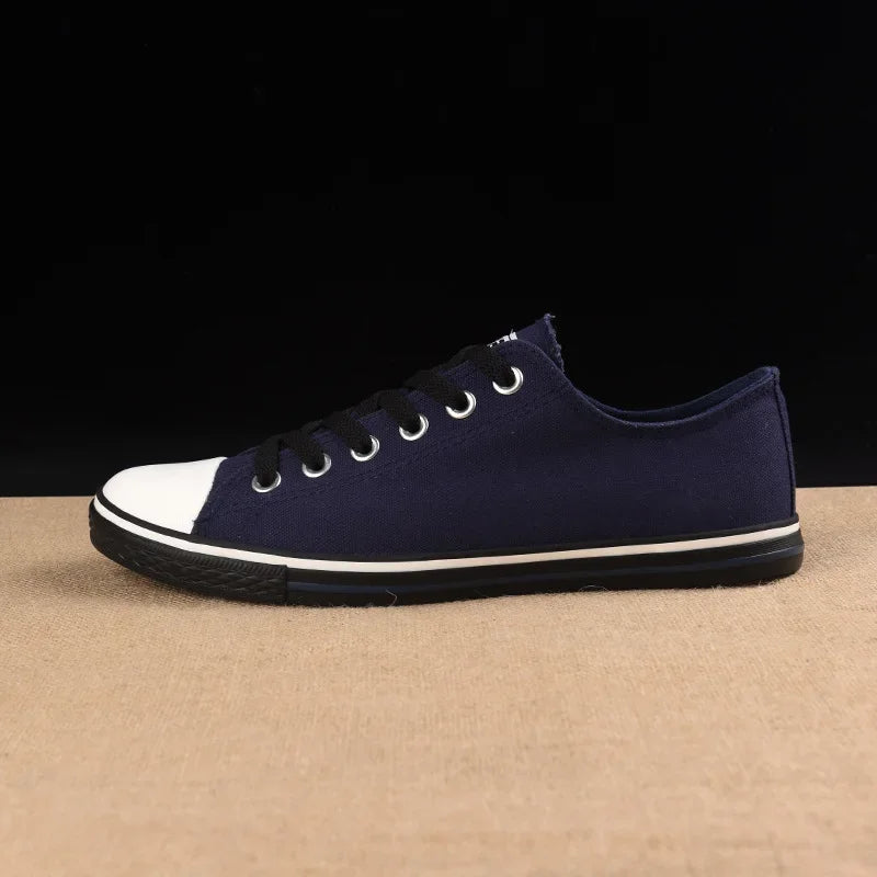 Men Casual Shoes | Spring Summer Breathable Canvas Sneakers - Black White Round Toe Footwear - ZOOMNSTORE