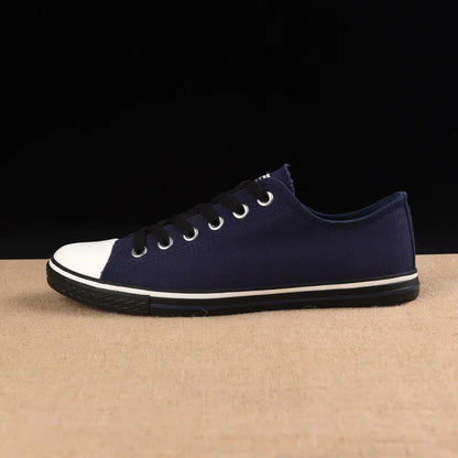 Men Casual Shoes | Spring Summer Breathable Canvas Sneakers - Black White Round Toe Footwear - ZOOMNSTORE