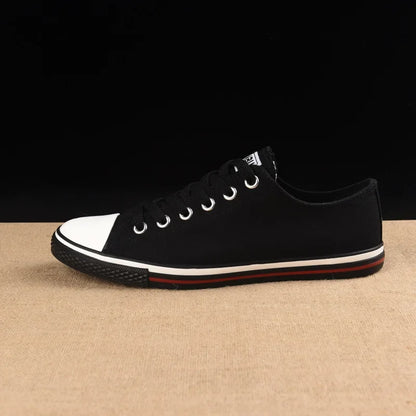 Men Casual Shoes | Spring Summer Breathable Canvas Sneakers - Black White Round Toe Footwear - ZOOMNSTORE
