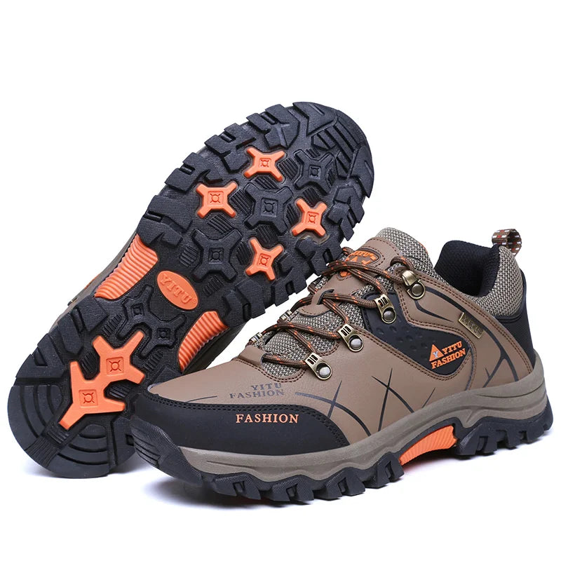 Mens Breathable Leather Sneakers - Comfortable Non-Slip Casual Walking  Hiking Shoes - ZOOMNSTORE