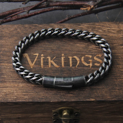Vintage Stainless Steel Chain Link Bracelet - Handmade Punk Rock Motorcycle Jewelry for Men - ZOOMNSTORE