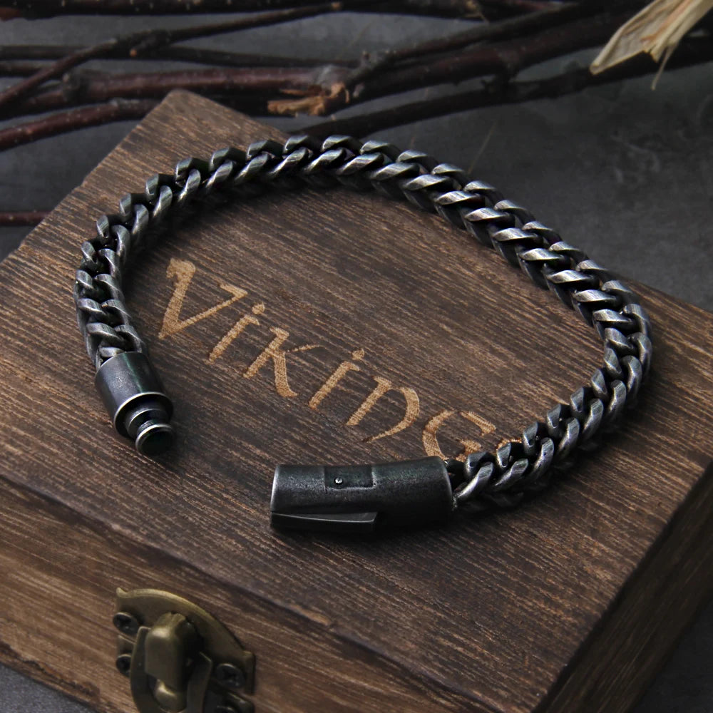 Vintage Stainless Steel Chain Link Bracelet - Handmade Punk Rock Motorcycle Jewelry for Men - ZOOMNSTORE