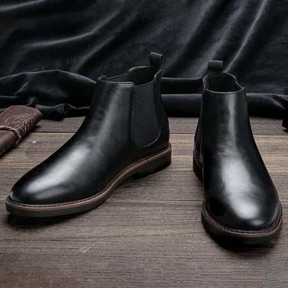 Men Chelsea Boots - Comfortable Leather Ankle Boots With Rubber Sole Shoes - ZOOMNSTORE