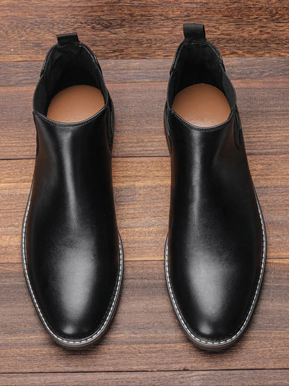 Men Chelsea Boots - Comfortable Leather Ankle Boots With Rubber Sole Shoes - ZOOMNSTORE