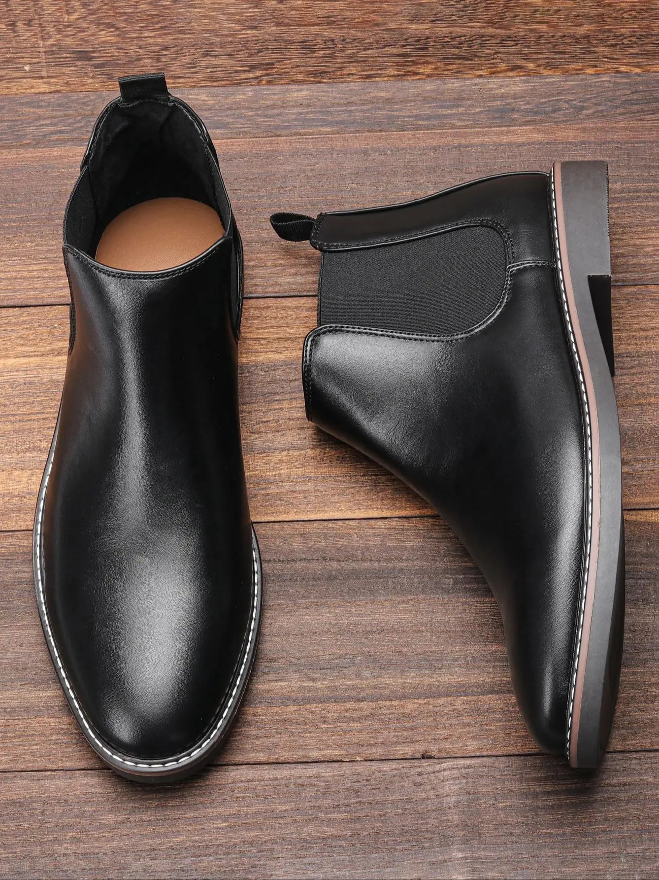 Men Chelsea Boots - Comfortable Leather Ankle Boots With Rubber Sole Shoes - ZOOMNSTORE