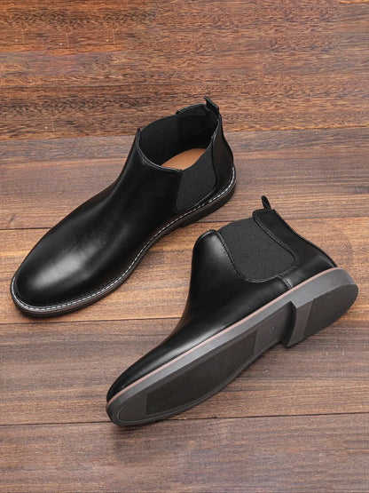 Men Chelsea Boots - Comfortable Leather Ankle Boots With Rubber Sole Shoes - ZOOMNSTORE